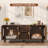 55.1'' W Double Cat Litter Box Enclosure For 2 Cats, Modern Fluted Cat House Furniture 