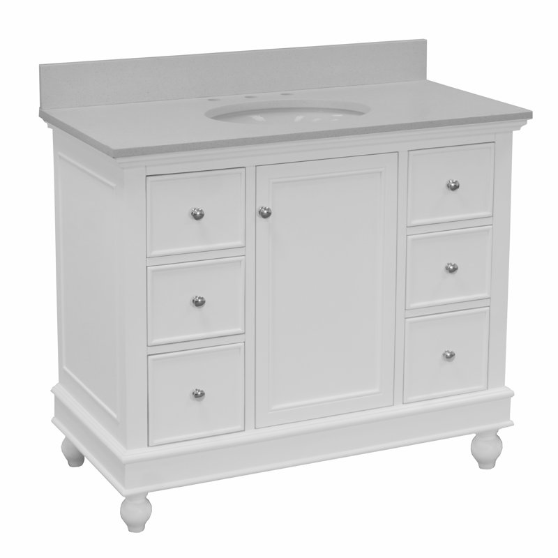 Ensemble de meuble-lavabo simple 42 po Ferdinand, Blanc, Quartz
