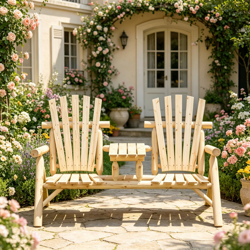 Banc d'extérieur en bois, chaise Adirondack, causeuse de jardin avec dossier haut