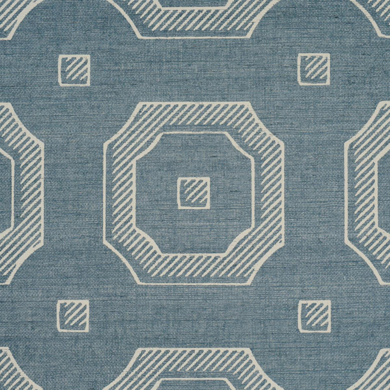 Beveled Frame Sisal Wallpaper, Denim