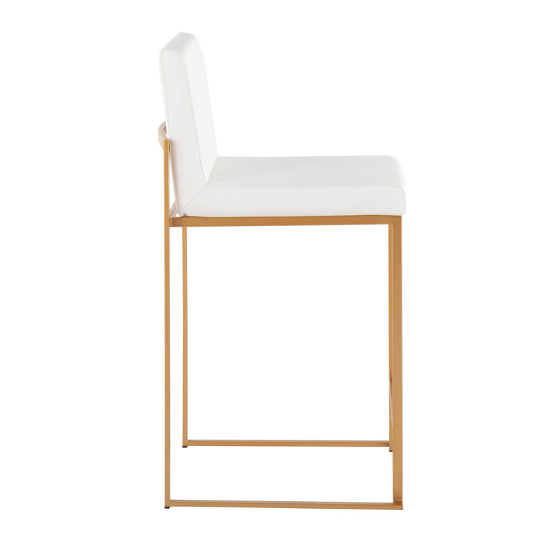 Tabouret de comptoir 26 po Fuji, 3, Doré, Blanc