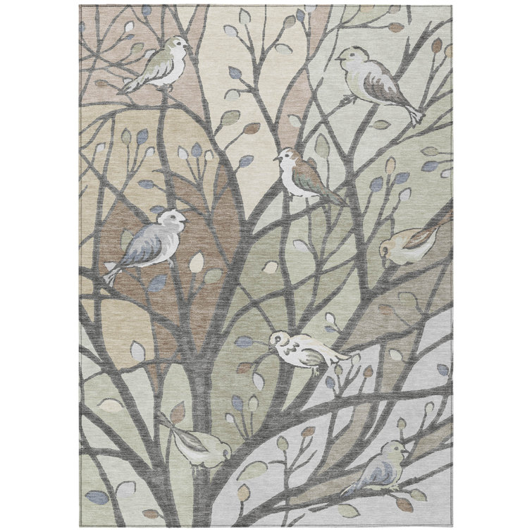 Machine Washable Indoor/Outdoor Bourkelands ACN2336 Botanical Rug