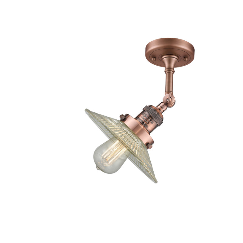 Plafonnier semi-encastré 1 lumière 8,5 po Miramontes, Cuivre antique, Halophane transparent, Ampoule DEL 6 watts Vinage