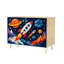 Buffet Buffet avec rangement Scène de l'espace colorée Rockets Planets Style découpé en papier avec 2 portes pour le salon et la cuisine