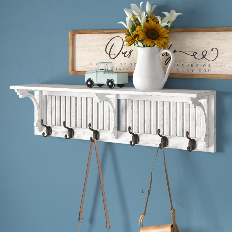 6 - Hook Wall Mounted Coat Rack