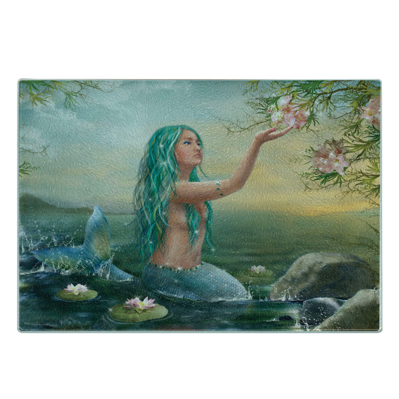 Planche à découper en verre trempé Ambesonne Mermaid