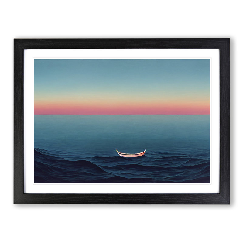 XH1022-6065X Modern Boat Vol.2 - Single Picture Frame Print, Black, 46cm H x 64cm W x 2cm D
