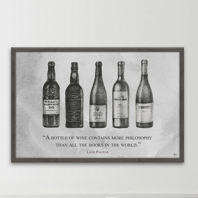 « wine & philosophie », reproduction d’art encadrée, H 12 po x l 18 po x P 1,5 po