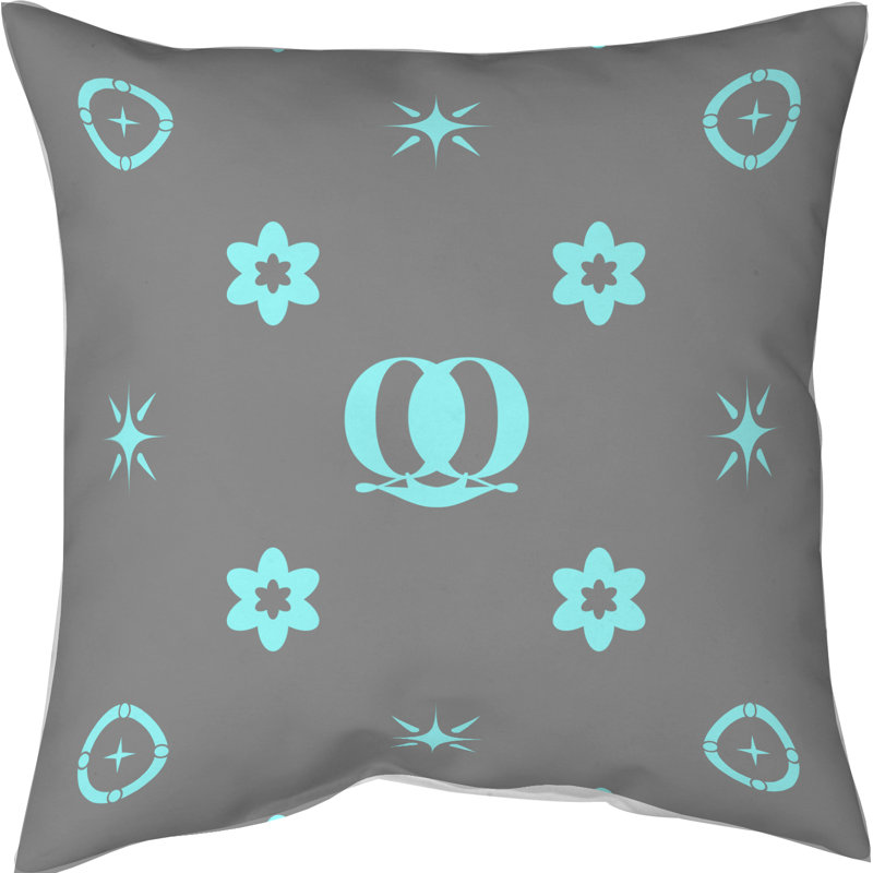 Coussin en polyester filé personnalisable 2 caractères de luxe Q Khieu Luxury, Gris / bleu sarcelle, Oui