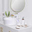 Embossed Ceramic Dark Brown Burnt Wood Bathroom Set (Moroccan Trellis): Soap Dispenser, White Countertop Accessories