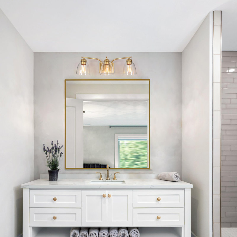 Éclairage de salle de bain moderne à intensité variable dorée 3 lumières Yedidalga, Or clair