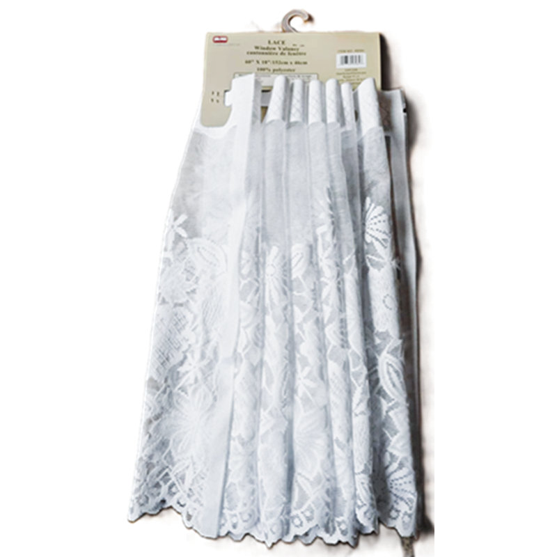 (60 "x 17") Cantonnière en dentelle - Blanc / Floral