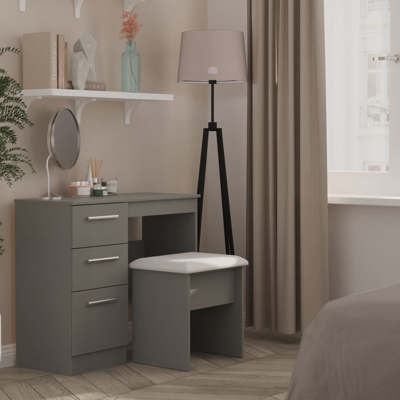 Fully Assembled Chesler Dressing Table, Dusk Grey