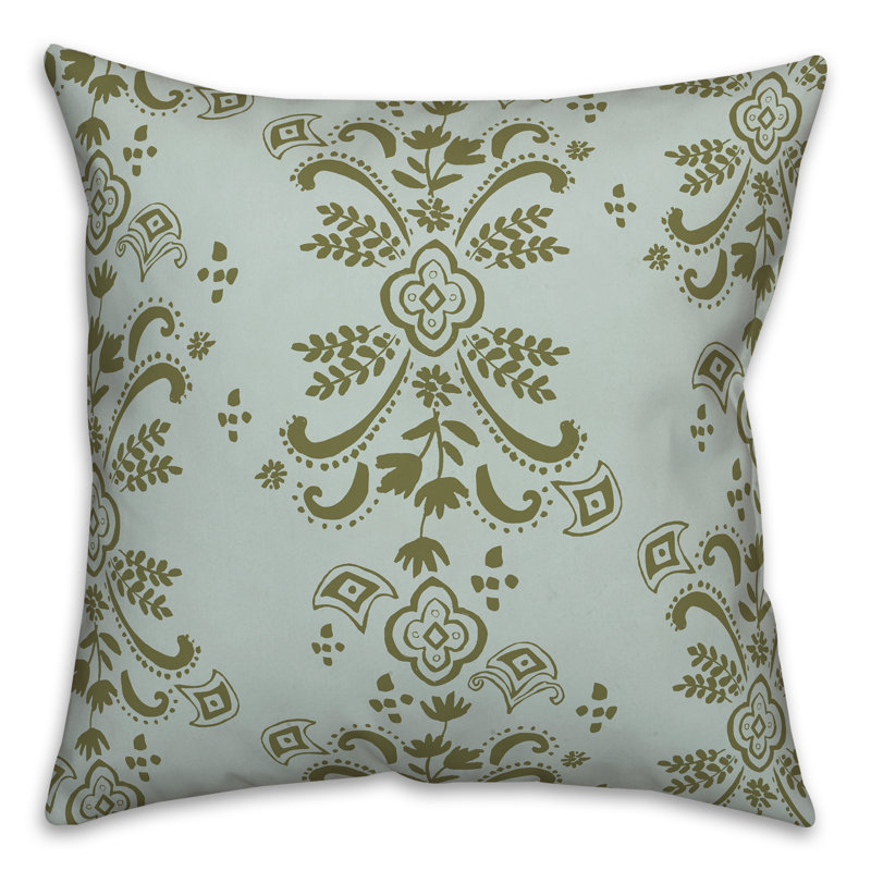 Coussin Floral, Bleu et vert