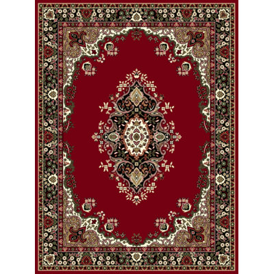 Tapis rouge/brun tissé à la machine Lanett