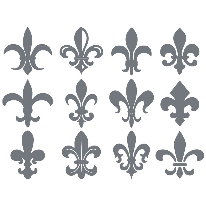 Décalcomanie murale motif fleur du lis, H 24 po x l 32 po x P 0,01 po, Gris orage