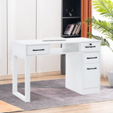 Sakaye Vanity Makeup Desk, Manicure Table with Locking Drawer and Cabinet