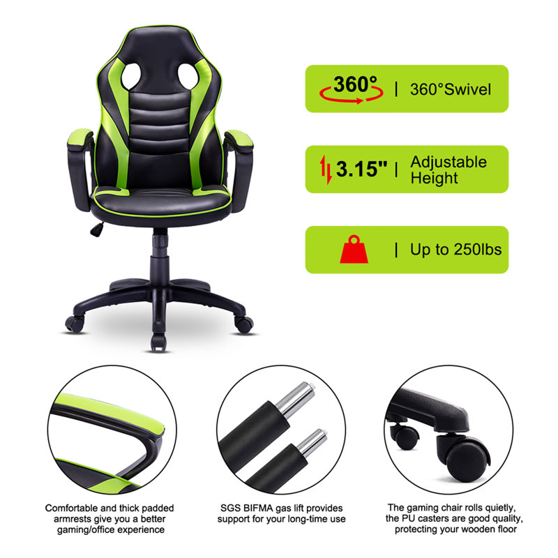 Fauteuil de jeu en cuir, Vert