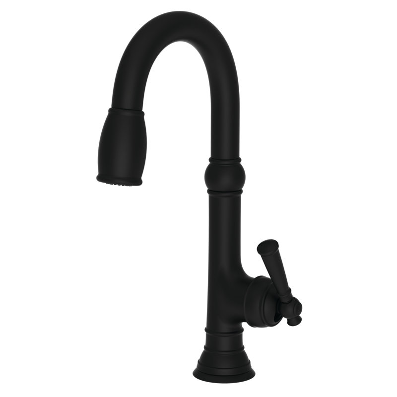 Jacobean Single Handle Pull Down Bar Faucet, Flat Black