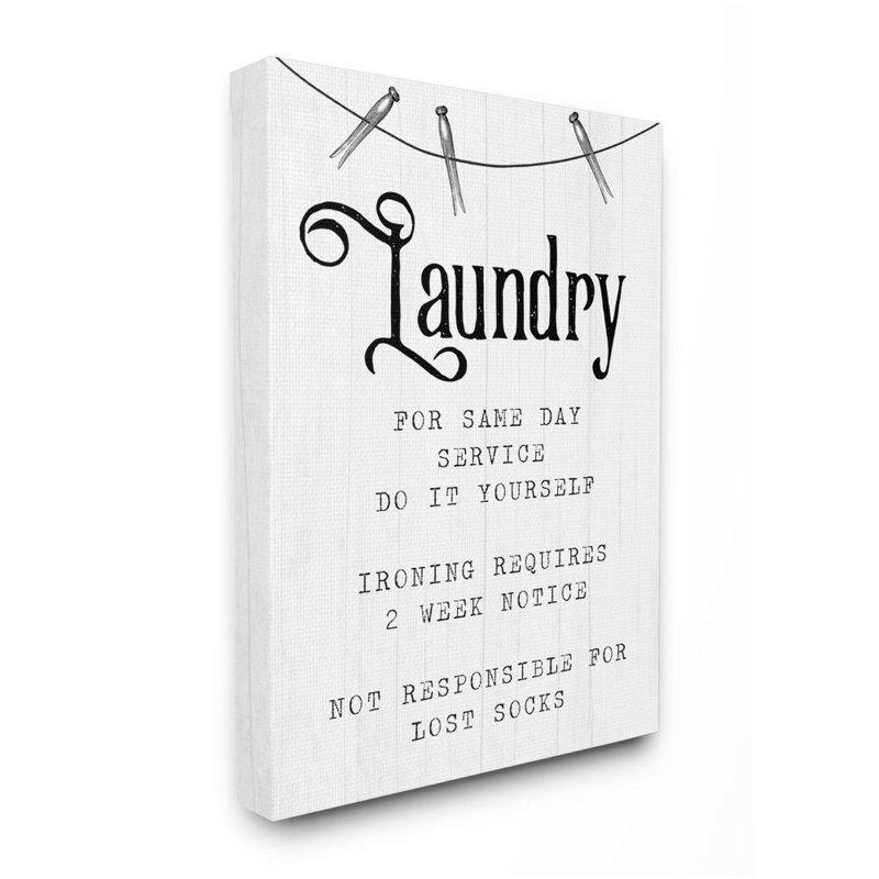 Service de chambre familiale, humour de style rustique par Daphne Polselli - Art textuel, Toile tendue, H 30 po x l 24 po
