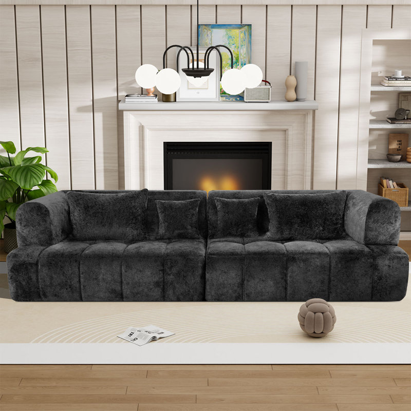 Canapé modulaire Boneless de 103 po, canapé 4 places avec mousse à mémoire de forme rembourrée et confortable avec 4 coussins, aucun assemblage requis