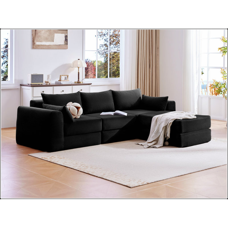 Ensemble de canapé modulaire rembourré modulaire avec configuration personnalisable et coussins moelleux pour des espaces de vie polyvalents