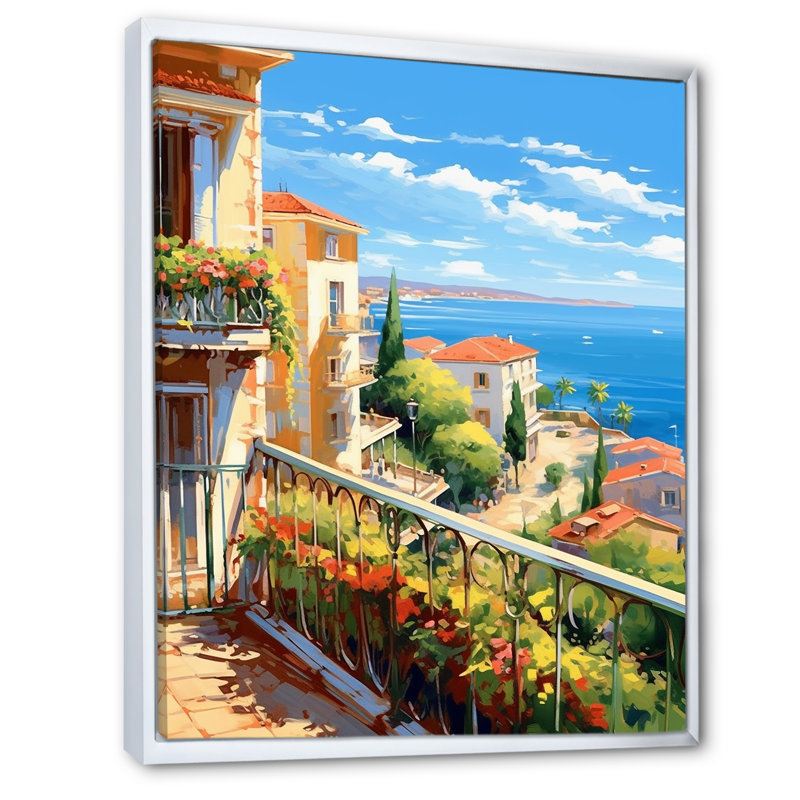 Beaux paysages en Italie - décoration murale Italie, H 32 po x l 16 po x P 1 po, Cadre flottant blanc