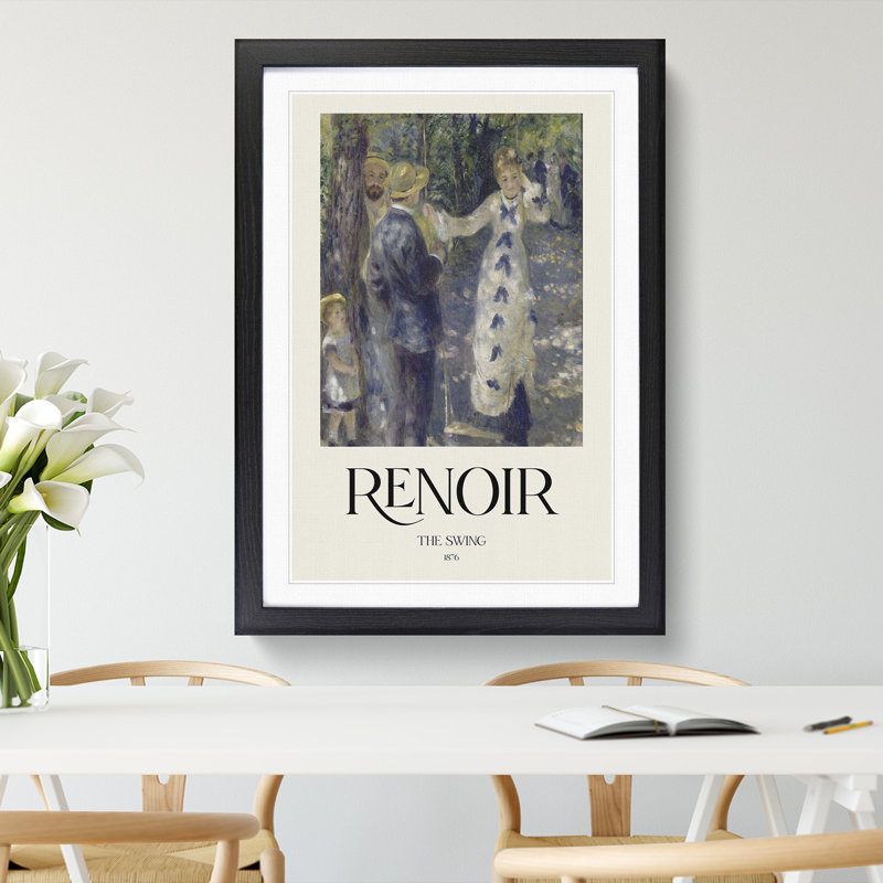 The Swing by Pierre-Auguste Renoir - Picture Frame Painting, 36cm H x 27cm W x 2cm D, Black Framed