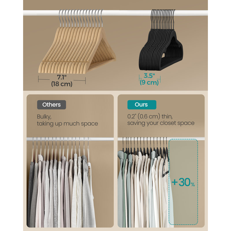 Non-Slip Velvet Hangers, 50, Black
