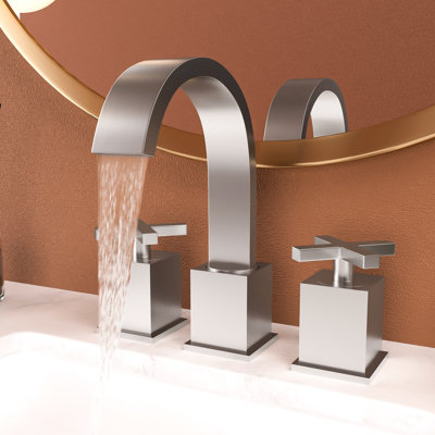 2 Handle Lavatory Tap In Brushed Nickel - Solid Brass And Stainless Steel Build, With Pop Up Drain Water Supply Lines For A Functional Widespread Bathroom Faucet Matte Black Steel, Bold Statement