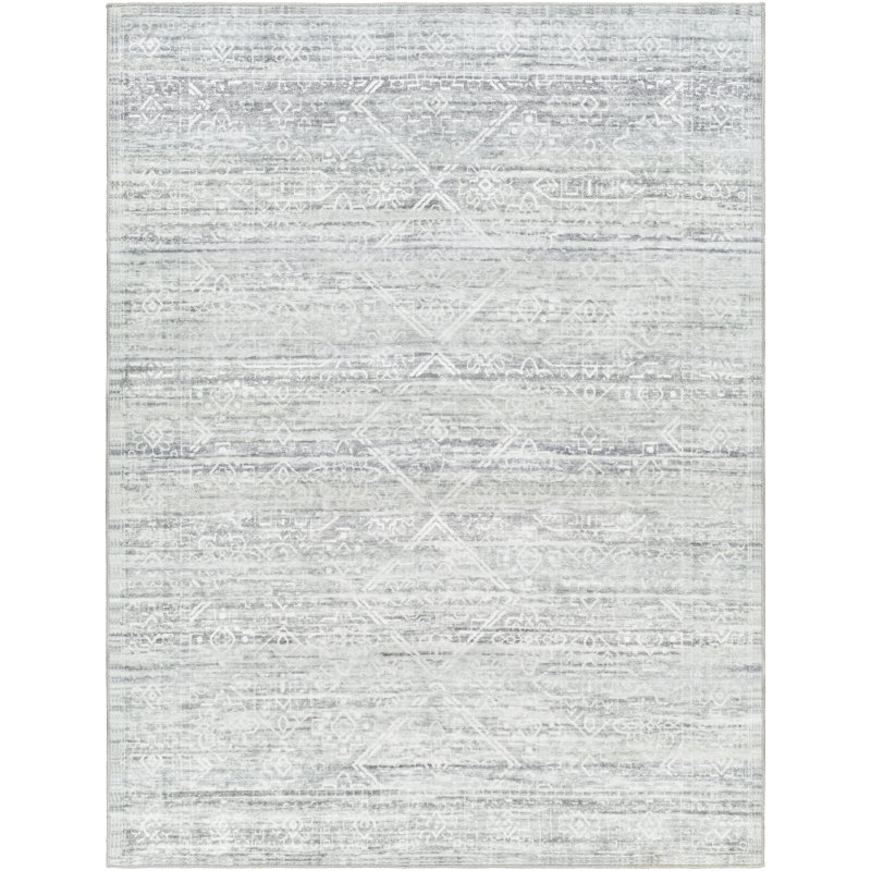 Light Silver Machine Washable Area Rug, Rectangle 8'10" x 11'9"