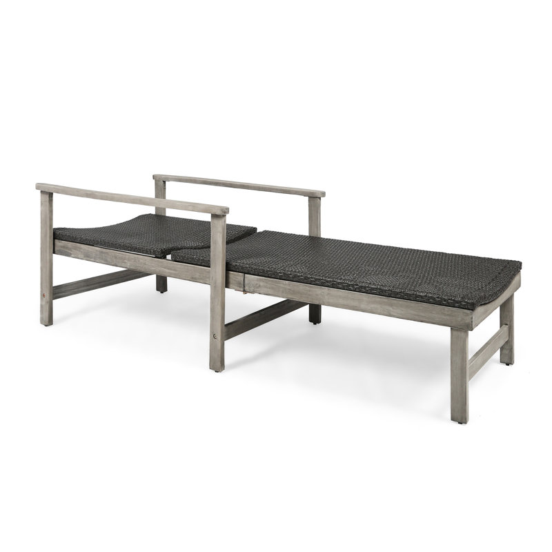 Feature On Adjustable Wood Chaise Lounge - Grey For Relaxing Moments ,
