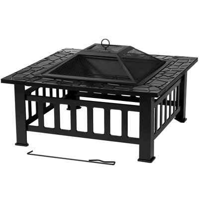 Large Glenview Black Square Log Fire Pit