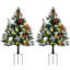 Sapin de Noël artificiel sans fil avec lumières DEL blanc chaud et branches enneigées pour la décoration de porche extérieure