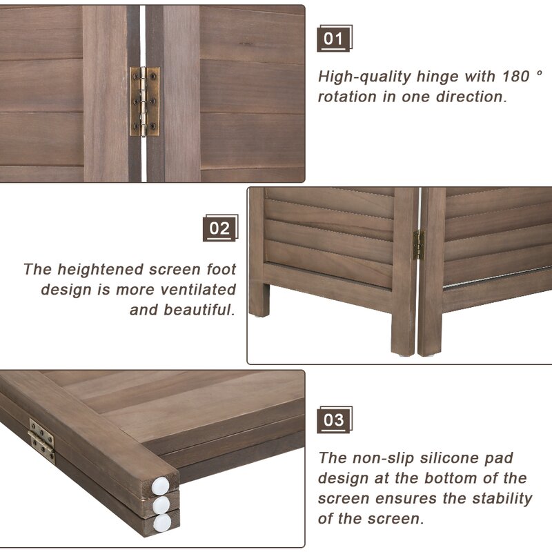Loon Peak® Ortonville 15.76'' W x 68.95'' H Solid Wood Folding Room ...