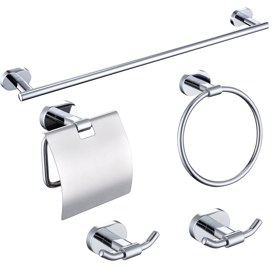 5 - Piece Bathroom Hardware Set with Towel Bar Towel Ring Toilet Paper Holder and Double Towel Hooks maiguoone 