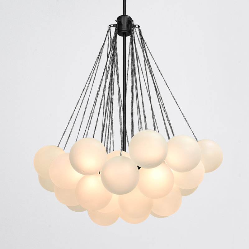 Aniston 3-Light Glass Globe Bubble Chandelier, Black, 98cm H x 80cm W x 80cm D
