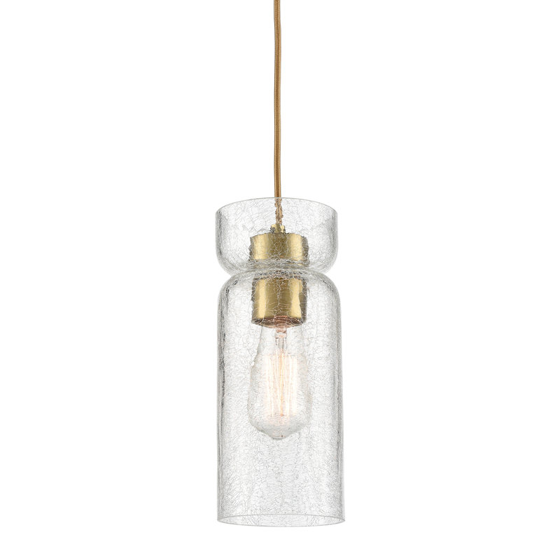 Luminaire de cuisine moderne en forme de mini cylindre en verre fissuré doré