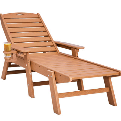 Chaise longue d'extérieur réglable à 6 positions, chaise longue marron, résistante aux intempéries, et banc inclinable confortable réglable.