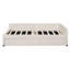 Lit plateforme double tapissier double avec USB et 2 tiroirs, beige