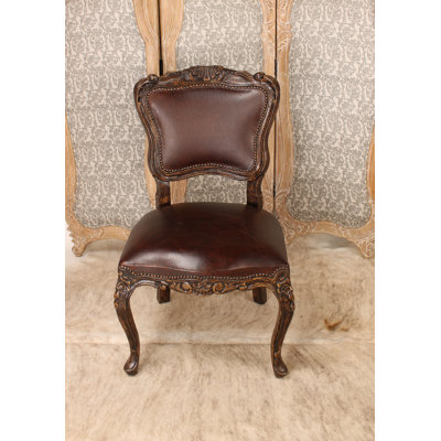 Katherine 20'' H Genuine Leather Upholstered Side Chair