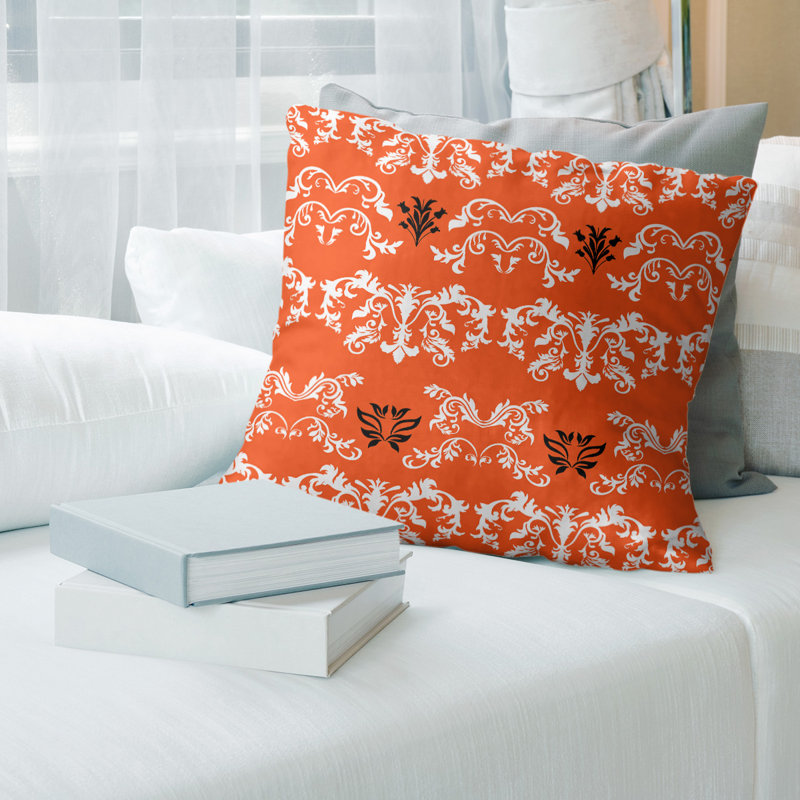Housse de coussin Cincinnati Football Baroque, 14 po x 14 po, Polyester sergé, Orange / blanc / noir