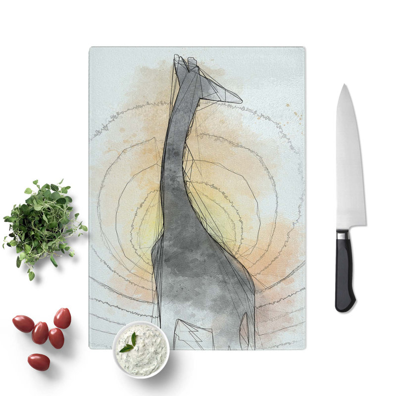 Tempered Glass The Silhouette of a Giraffe in Abstract Chopping Board, 20 cm W x 28.5 cm L