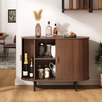 Buffet en bois Jamyia avec 2 portes et tablettes réglables 
