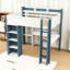 Lit mezzanine double en bois avec tablettes et bureau-1853935551