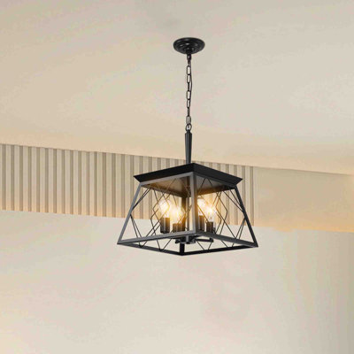 Luminaire suspendu 4 lumières pour îlot de cuisine, en fer résistant à la rouille avec hauteur réglable