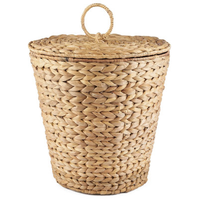 3 Gallon Wicker Trash Can with Liner and Lid - Rattan Trash Can - Wicker Waste Basket