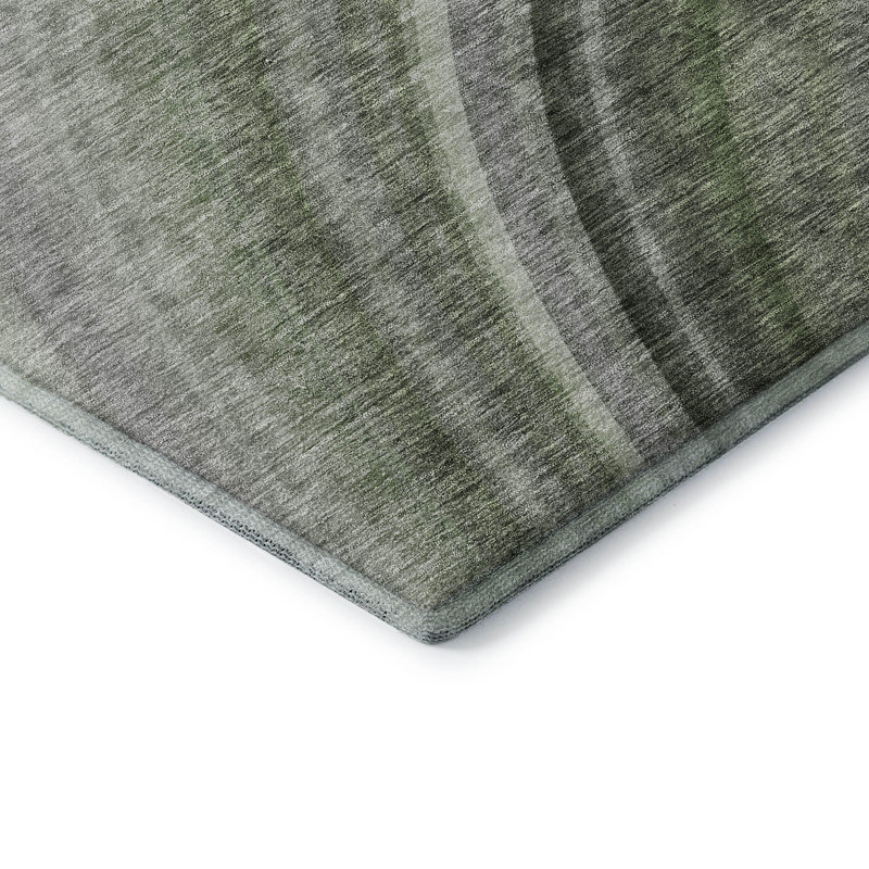 Premium Machine Washable Cerrito AMF584 Green Rug, Rectangle 10' x 14'