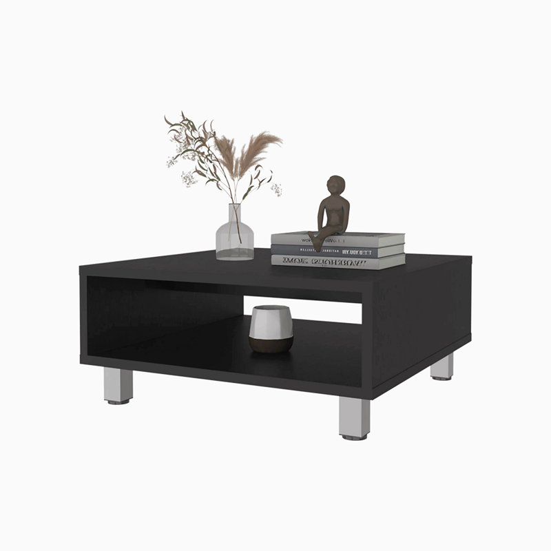 Table basse avec rangement ouvert, Noir, noir, noir, noir