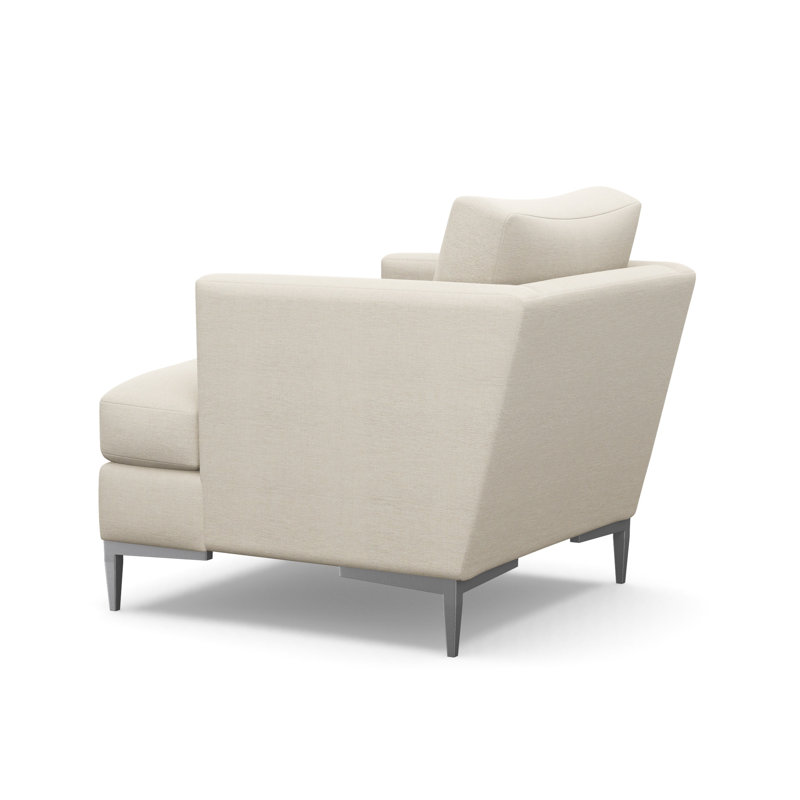 Aiden Accent Chair, Polished Stainless, Neutral Polyester Blend